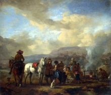 212/wouwerman, philips - two horsemen at a gipsy encampment